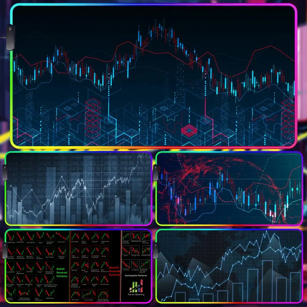 

Stock Market Candle Chart Mouse Pad Gamer Luminescence Led Mouse Pad Gaming Table Rgb Deskmat Keyboard Pc Mousepad