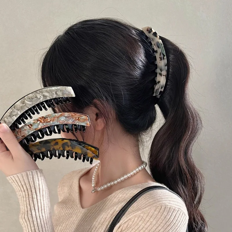 Japanese Fashion Versatile Banana Clip Simple Women Ponytail Hairpin Vertical Clip Back Head Shark Clip Hair Style Accessories