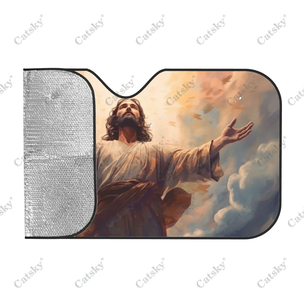 Jesus Christ Colorful Style Car Windshield Sunshade, Front Auto Car Windshield Sun Shade Blocks Uv Rays Sun Visor Protector