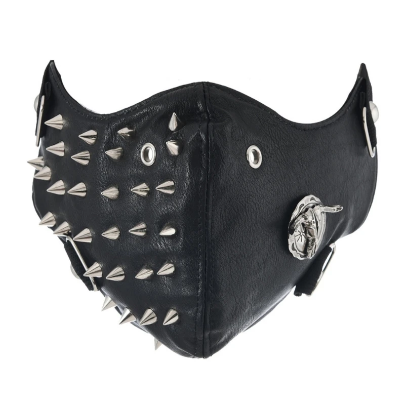 634C Elastic Gothic Face Mask With Alloy Spikes Horror Themed Mask Costume Accessory Perfect For Theatrical Performances