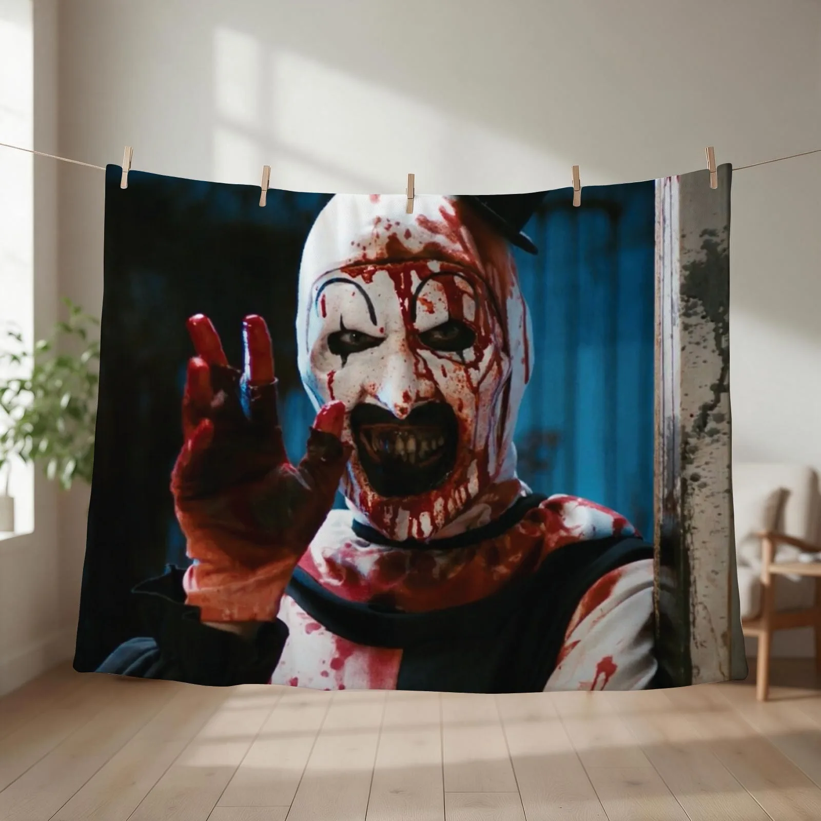 Art The Clown - Terrifier Throw Blanket couch cozy soft plush fuzzy picnic outdoor blanket