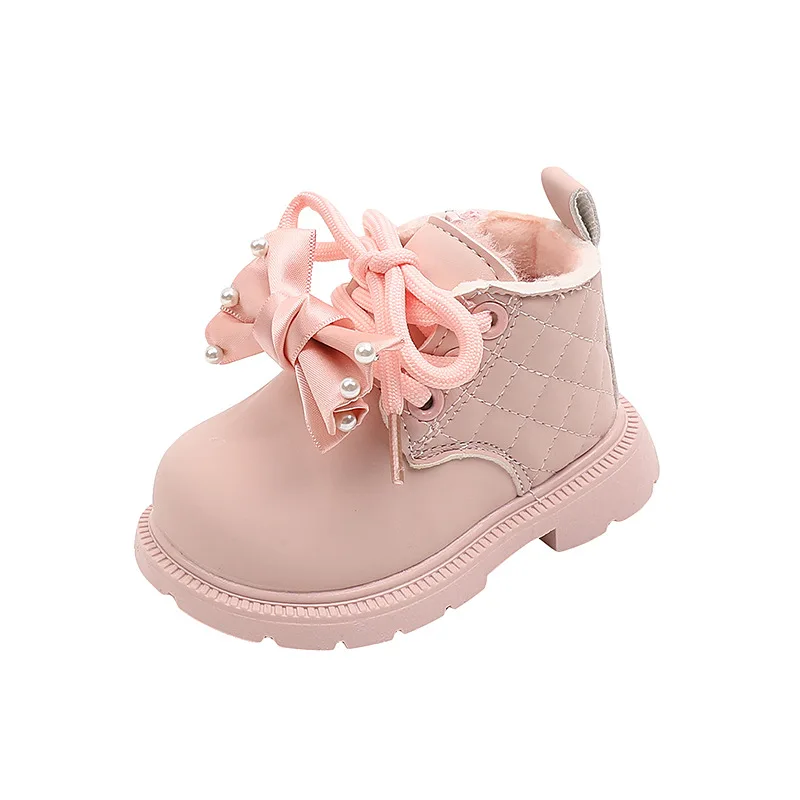 Autumn Winter Kids Boots Warm Plush bowknot Toddler Girls Boots Fashion Clith Children Casual Shoes Baby Girls Boots for Kids