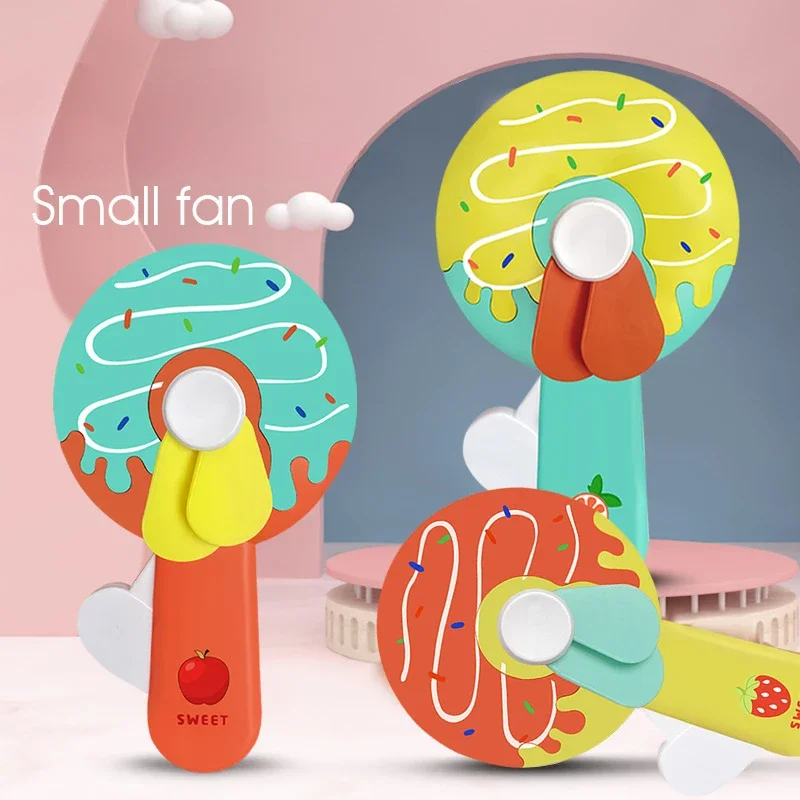 Mini Hand Pressed Small Fans Manual New Donut Fan Children Handheld Fan Mini Portable Small Fan Press Hand -pressed Fans