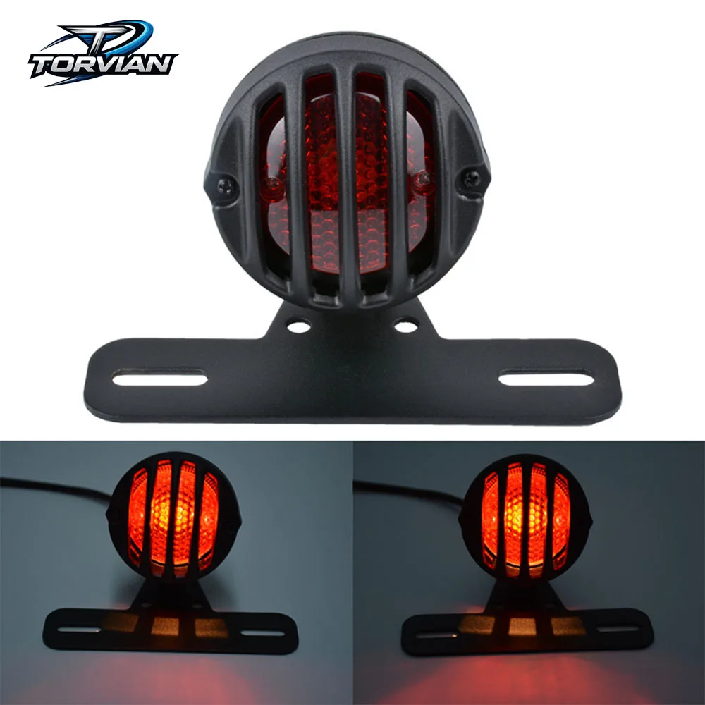 Torvian Universal Motobike Light Bulb Tail Lights Tailgate Lights Trailer Light with Lighted License Plate Holder Metal Guard