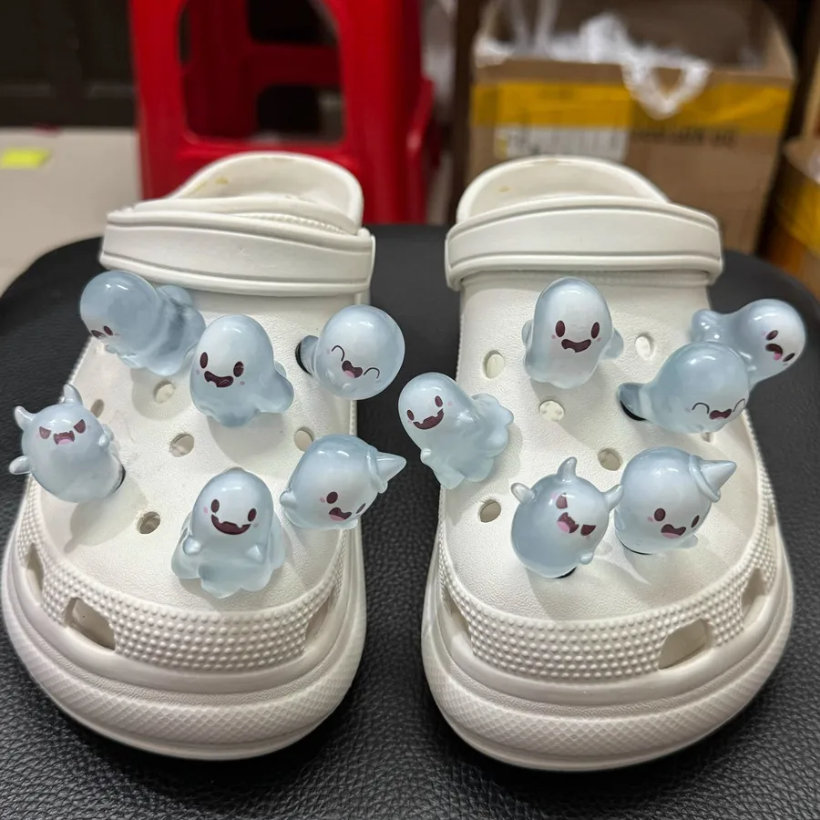 3D Play Tricks Devil Dolls Sports Sandals Accessory DIY Decorative Noctilucent Little Blue Ghost Slippers Detachable Buckles