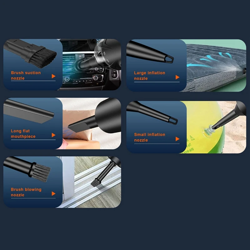 AB43 2-In-1-منفاخ الهواء-&-مكنسة كهربائية-منفاخ منفضة لاسلكي-قوي-شفط-محمول-للكمبيوتر السيارة-مكنسة كهربائية-سهلة التركيب