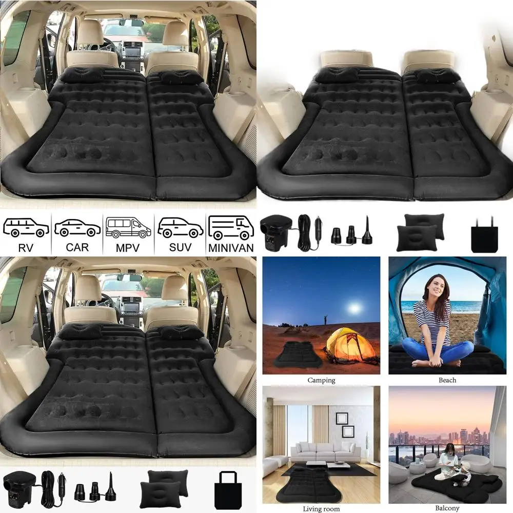 

Portable Inflatable Air Mattress with Pump for SUV Camping, Thickened Sleeping Pad, Black Upgraded Version