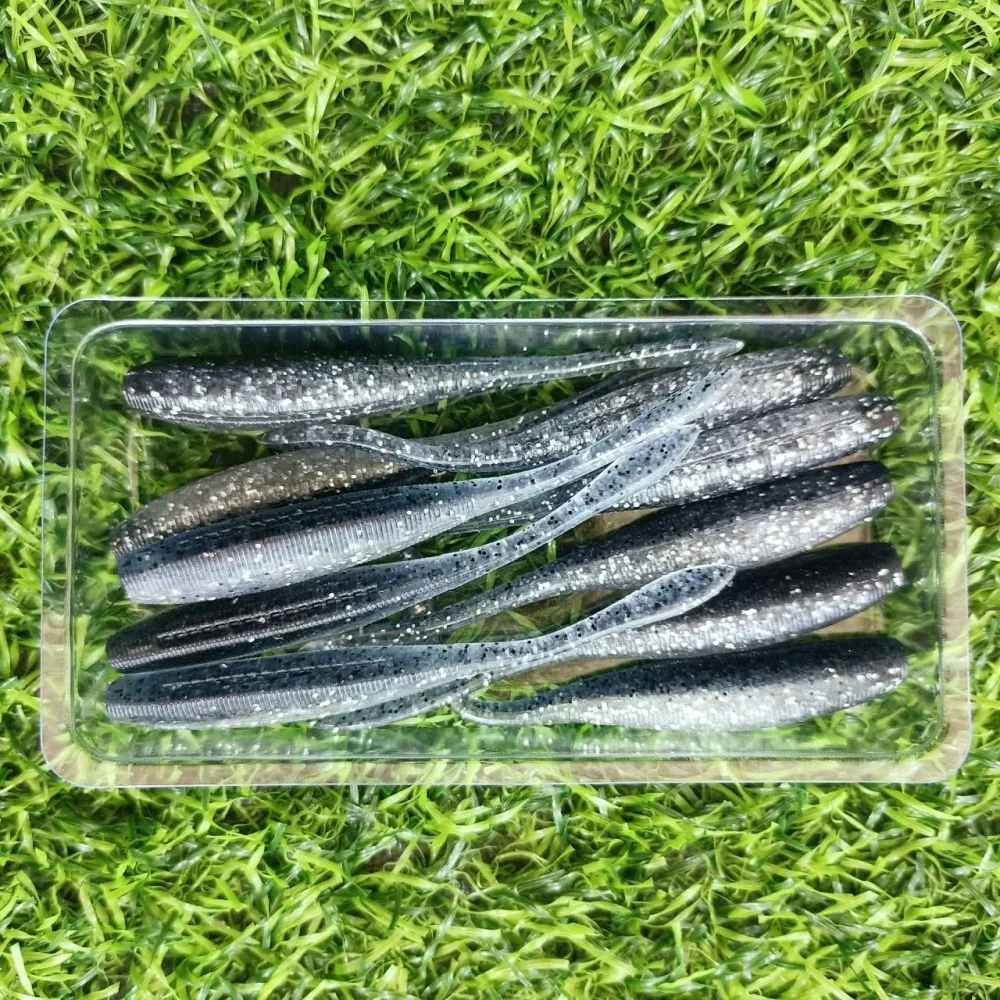 MUKUN 10 Stück Stick Worm Softbait Angelköder, Salz hinzufügen, gerader Schwanz, 75 mm, 2,5 g, perfekte Kunststoffe, Dream Shot Soft – Detail 8