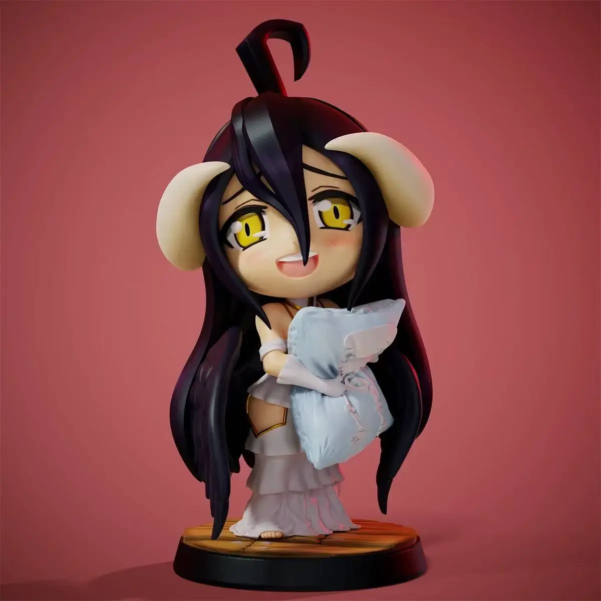 Mini almohada versión Q de Albedo de 12cm, estatuilla bonita para niña, periféricos de Anime Overlord, modelo de Pvc coleccionable, figuras de Albedo bonitas, juguetes