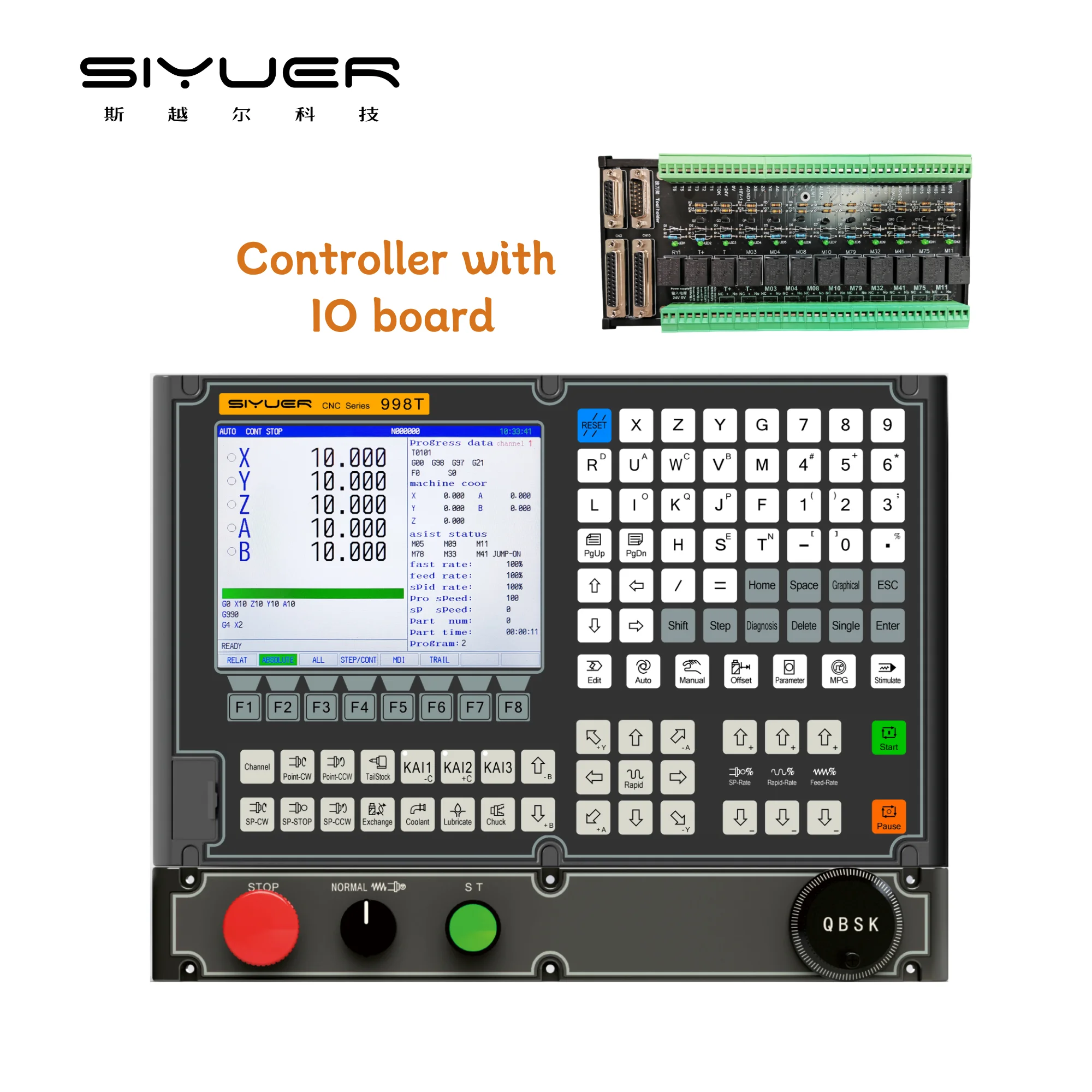 Siyuer 998T 4 Axis CNC Lathe Controller Rotary Axis siem ens 808d Cnc Control Programmable CNC Software G-code Programming ATC