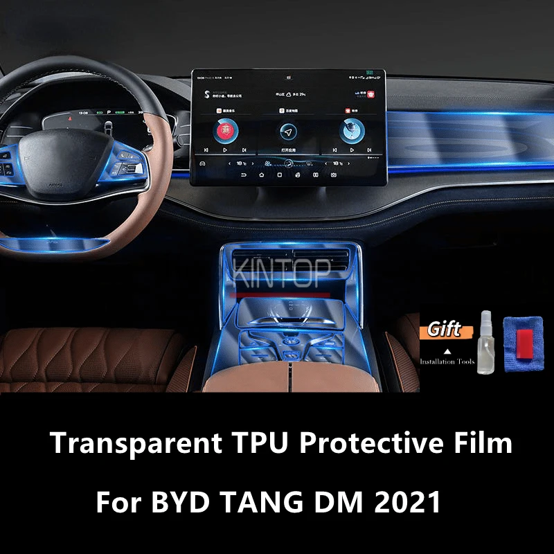 

For BYD TANG DM/TANG EV 2021 Car Interior Center Console Transparent TPU Protective Film Anti-scratch Repair Film Accessories