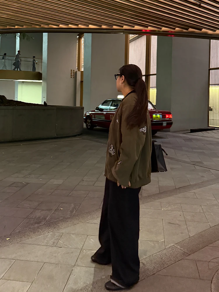 

Женская повседневная куртка-жакет с эффектом похудения, с объемной вышивкой, мультяшным рисунком, на молнии, большого размера, бренд Pencil XiaoXin, для повседневной носки