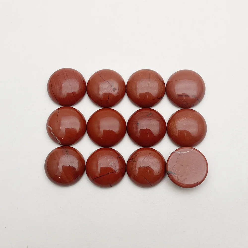 fashion good quality 12Pc Red Jasper natural gem stone round charm 20mm cabochon beads for jewelry Ring diy accessories no hole