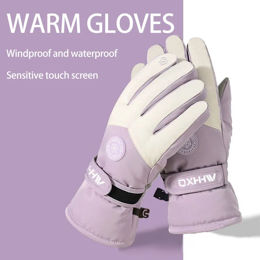 Winter Warm Ski Gloves For Women Men Windproof Waterproof Adjustable Cycling Motorcycle Glove Casual Outdoor Sport Plush Gloves