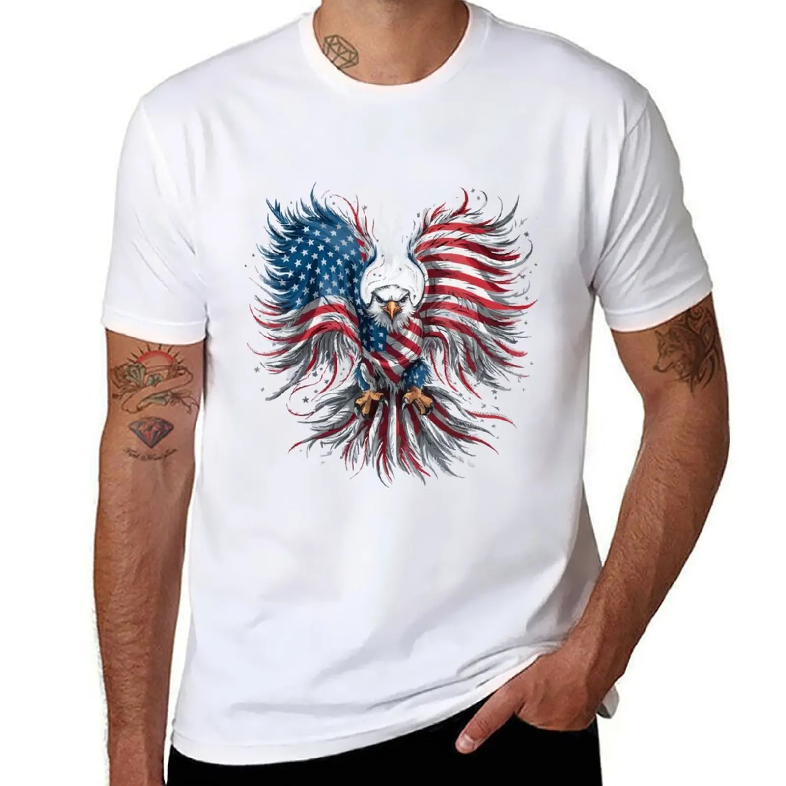 

Proud American Eagle, Memorial Day, Proud Patriot american flag 4th july T-Shirt men t shirt cotton 100% T-Shirt