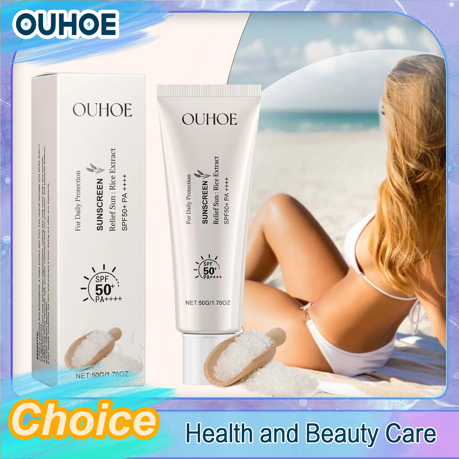 

Rice Sunscreen Spf50 Korean High Sunblock Protection Solate Ultraviolet Ray Outdoor Oil Control Hydrating Moisturizing Body Care