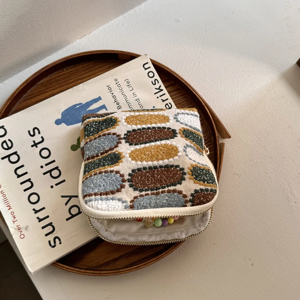 

Multi-Layered Embroidered Jewelry Storage Bag Cotton Linen Ethnic Style Bracelet Display Pouch Anti-lost Design Soft