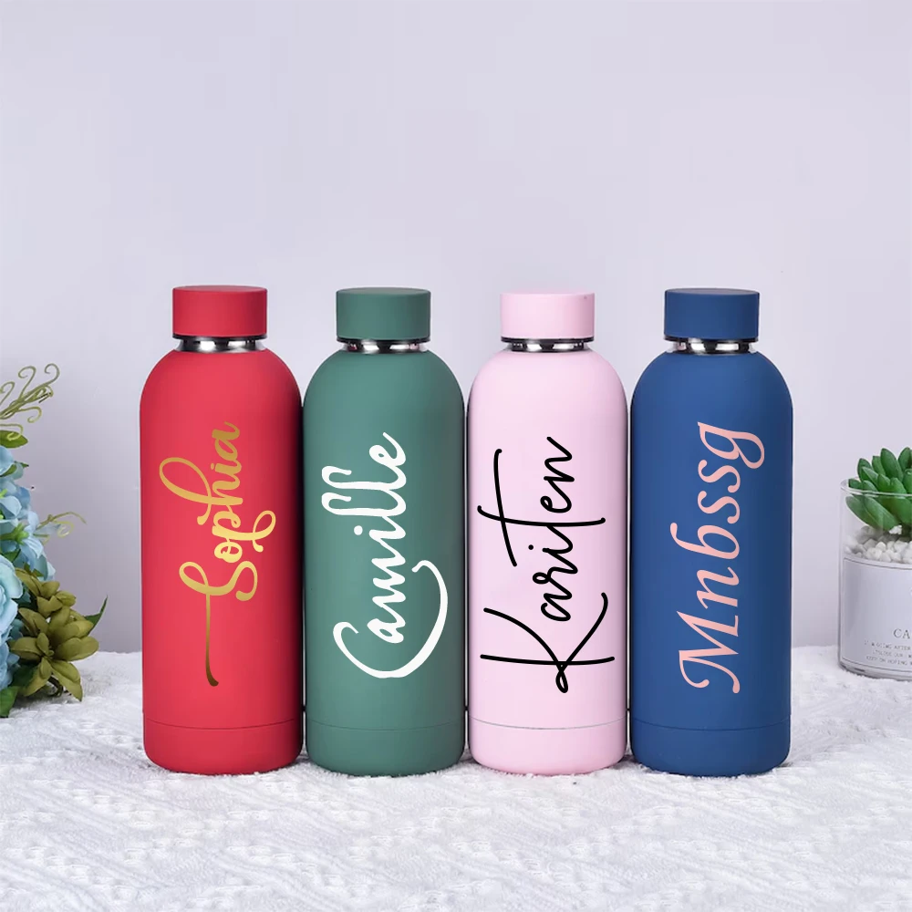 Personalized Stainless Steel Water Bottle 500ml,Custom Cup with Lid,Metal Tumbler,Groomsman Gift,Bridesmaid Gift,Bottle for Gym