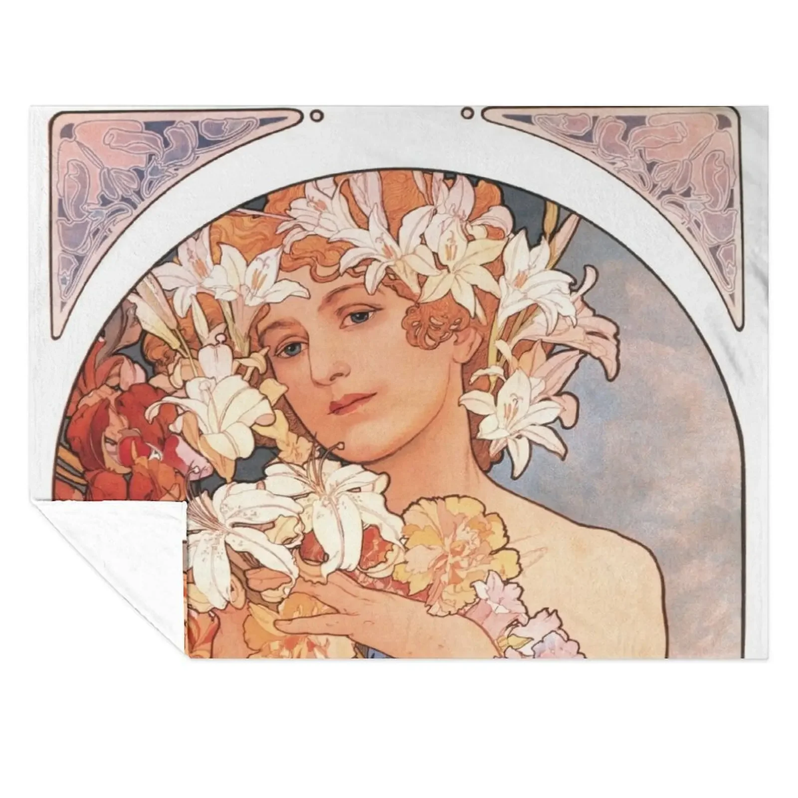 

La Fleur - The Flower - Alphonse Mucha 1897 Throw Blanket Winter beds Decorative Throw Decoratives Luxury Throw Blankets