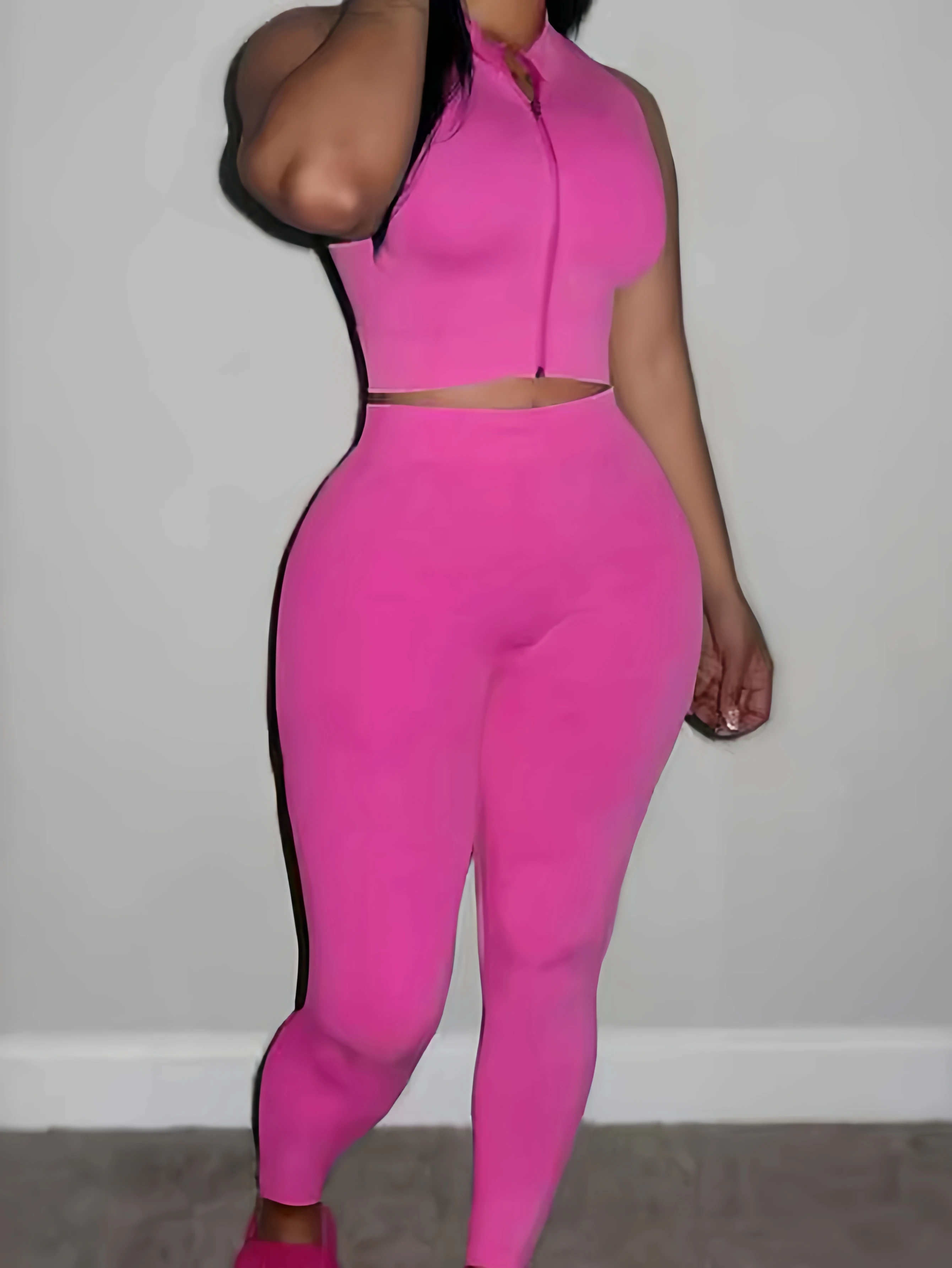 Conjunto de fitness esportivo feminino outono sem mangas tripulação pescoço tanques com tornozelo cintura alta lápis calças estilo simples