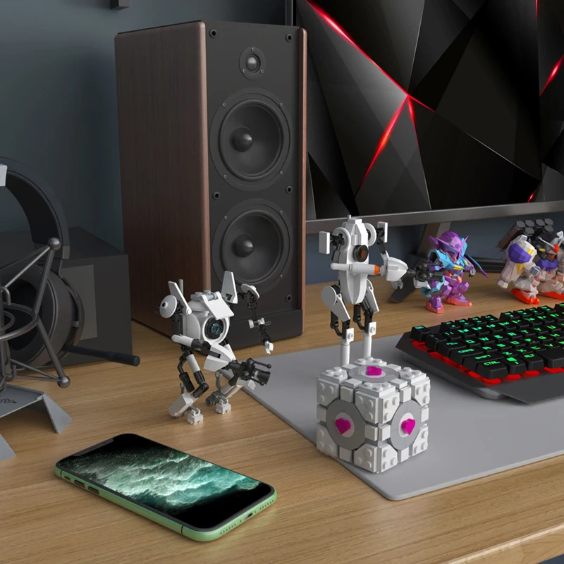BuildMoc Apertured Science Portal 2 GLaDOS Zestaw klocków do gier Atlas i robotów P-Body Zabawka na prezent urodzinowy dla dzieci