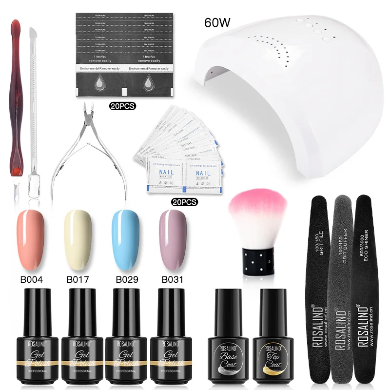 Rosalind Gel Nagellak Met Nail Lamp Kit Voor Manicure Nail Art Semi Permanente Gel Vernissen Lak Top Base Nail kit