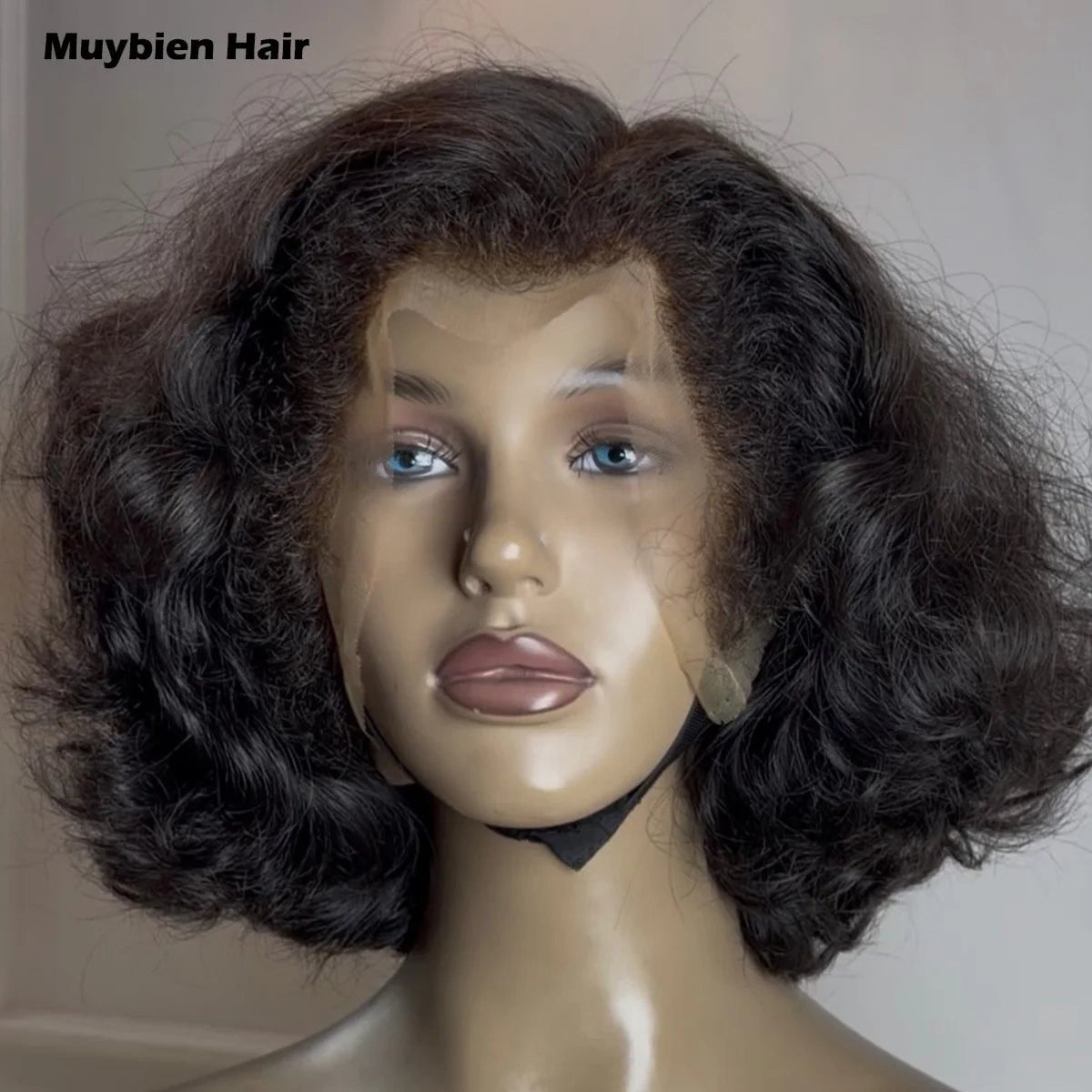 Loose Wave Ready to Wear 5by5 Lace Black Glueless Bob Super Double Drawn 100% Human Hair 13x4 HD Transparent Lace Front Wig