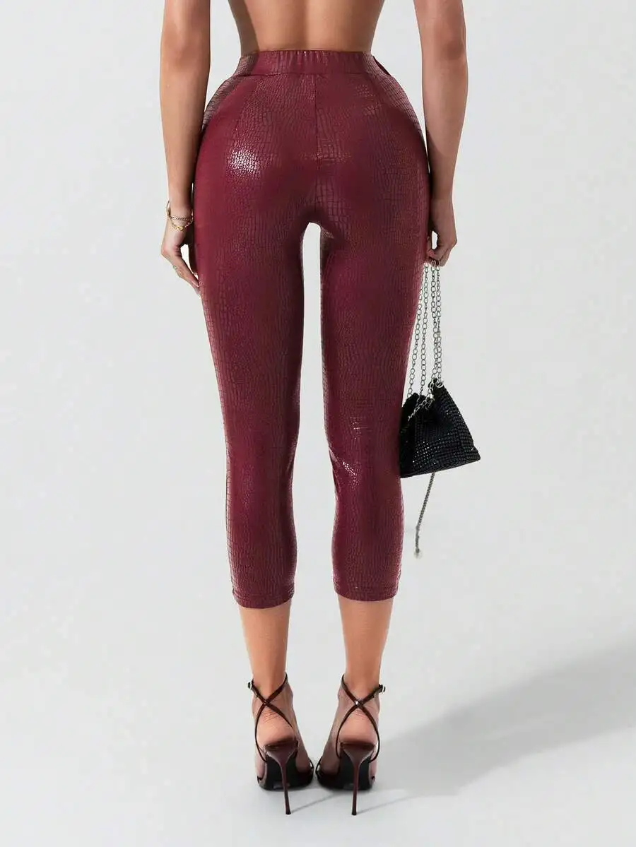 Sirith 2024 Fall/Winter New Women Sexy Low Waist Ankle Length Red Leggings, Suitable For Party, Birthday, New Year