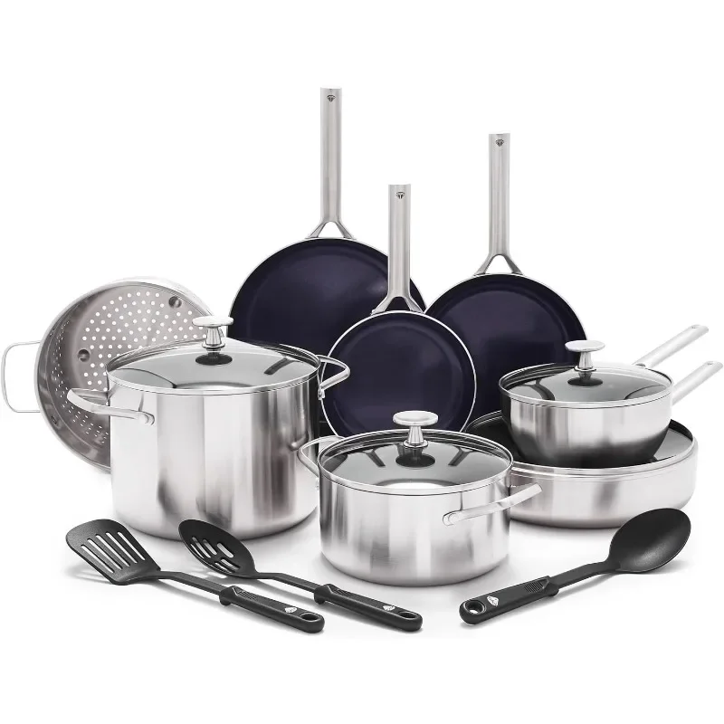 Blue Diamond Stainless Steel Cookware Set Non-stick Induction Cooker Safe Dishwasher Safe Suitable for Metal Utensils