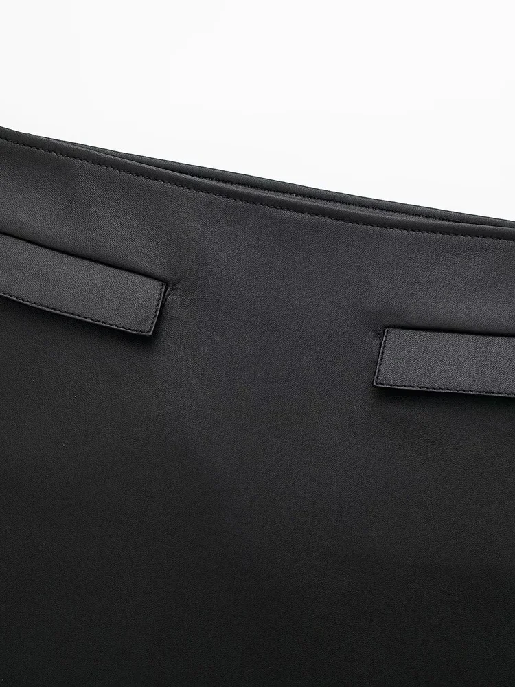 Willshela Moda donna con tasche Minigonna a trapezio con cerniera laterale nera Gonne da donna chic femminili a vita alta vintage