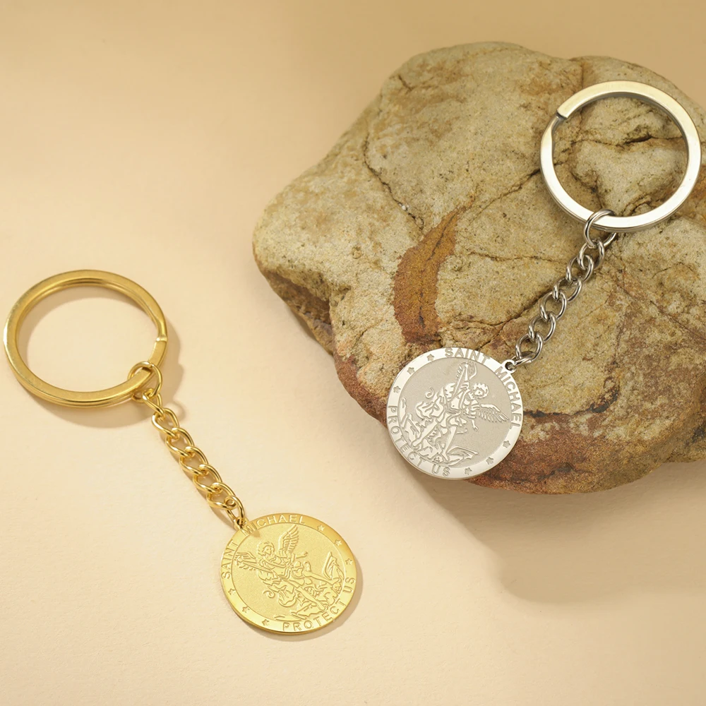 Dawapara Saint Michael Schlüsselanhänger Hexenknoten Doppelschutz Beten für uns Erzengel Religiöser Schmuck Edelstahl Schlüsselanhänger – Detail 14