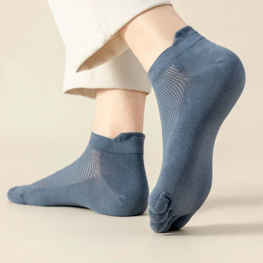 5 Pairs Men Toe Socks with Separate Fingers Low Cut Ankle Socks Men Five Finger Socks Sports High Quality Cotton Summer Mesh
