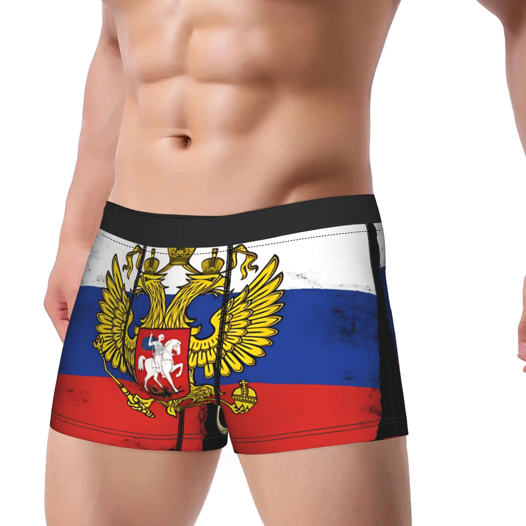 Russia Flag   Trunk  3D Pouch Underwear Hot Sale Pattern Boxer Brief Novelty Men's Panties Plus Size