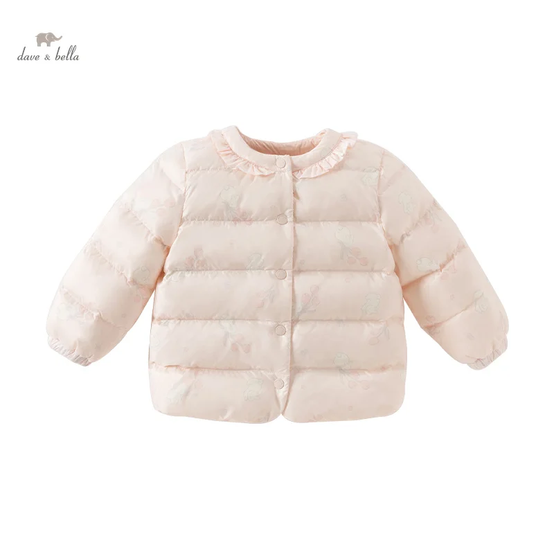 Dave Bella Children Girls Baby Cute Outerwear 2024 New Winter Fashion Casual Gentle Animal Print Kids Parka Top Warm DB4243686