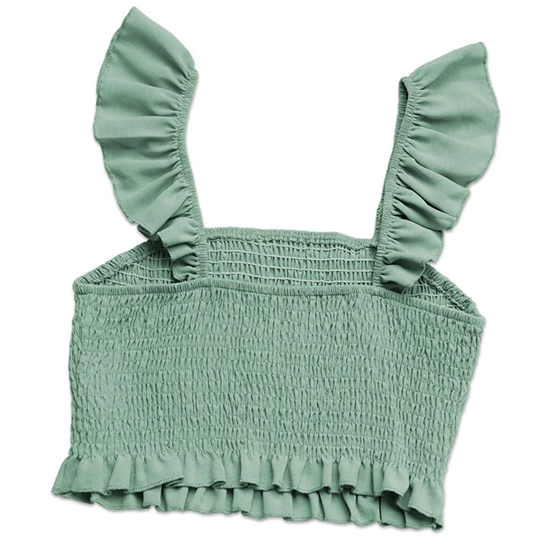 

Женский комплект из двух предметов: однотонный укороченный топ с копченостями и короткий комплект