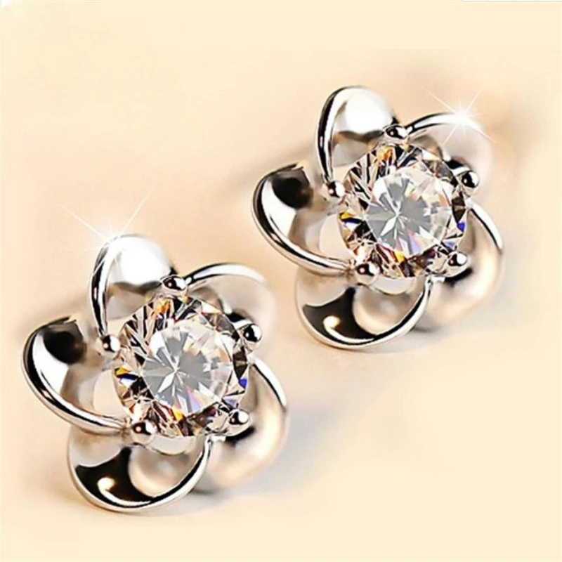 

925 Sterling Silver Earrings Women Sparkling Zircon Long shaped Hoop Earring For Anniversary Wedding Jewelry