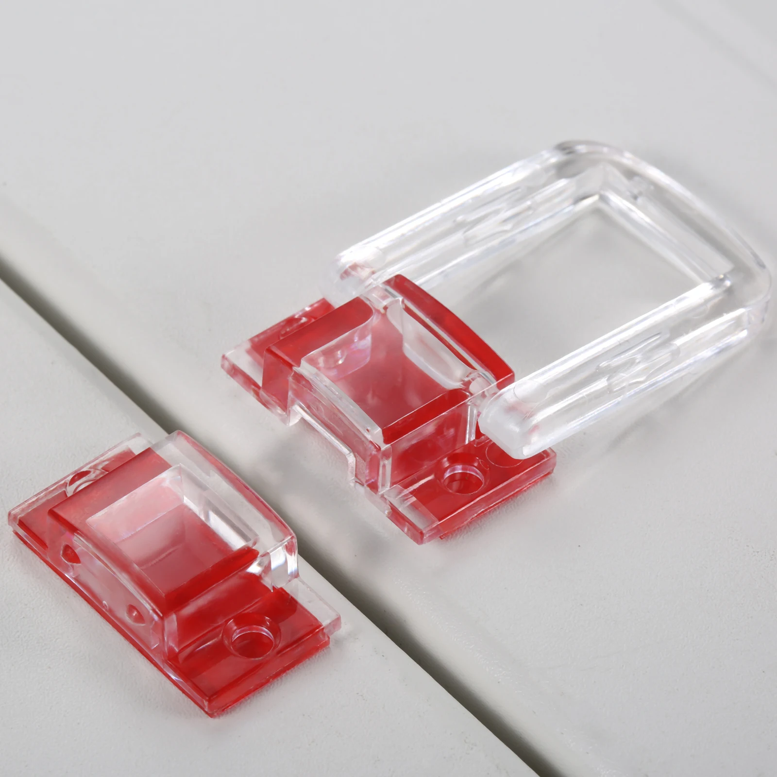 4 Sets Self-adhesive Transparent Acrylic Hasp Lock Crystal Clear Buckle Concealed Safe Locking for Jewelry Box Wine Case 48*30mm