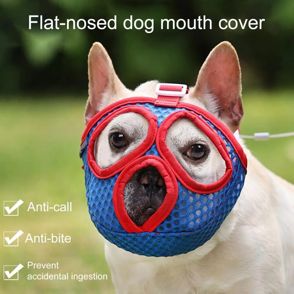 Dog Muzzle Buckle Closure Adjustable Soft Dogs Mouth Cover Breathable Polyester Anti Barking Puppy Mouth Guard Pet Supplies