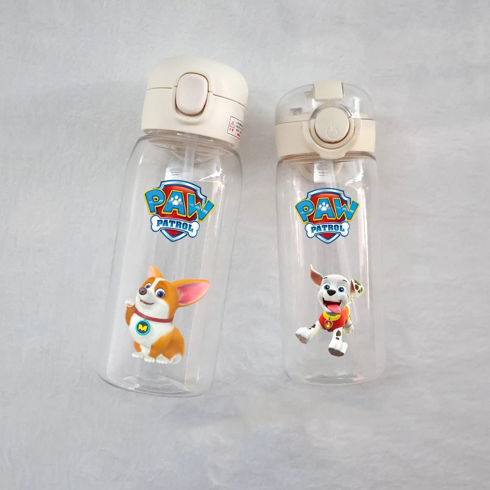 PAW Patrol 400/600mL Ryder Marshall Transparent Plastic Straw Water Cup Portable Outdoor Travel Printed Drinking Sports Bottle