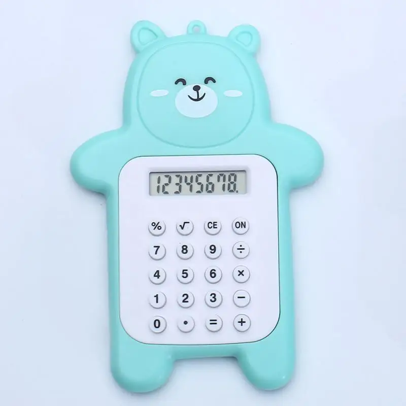 Mini calculadora portátil, tamanho de bolso 8 dígitos display, desenhos animados kawaii, botão ultra-fino, calculadora bonito, material escolar para