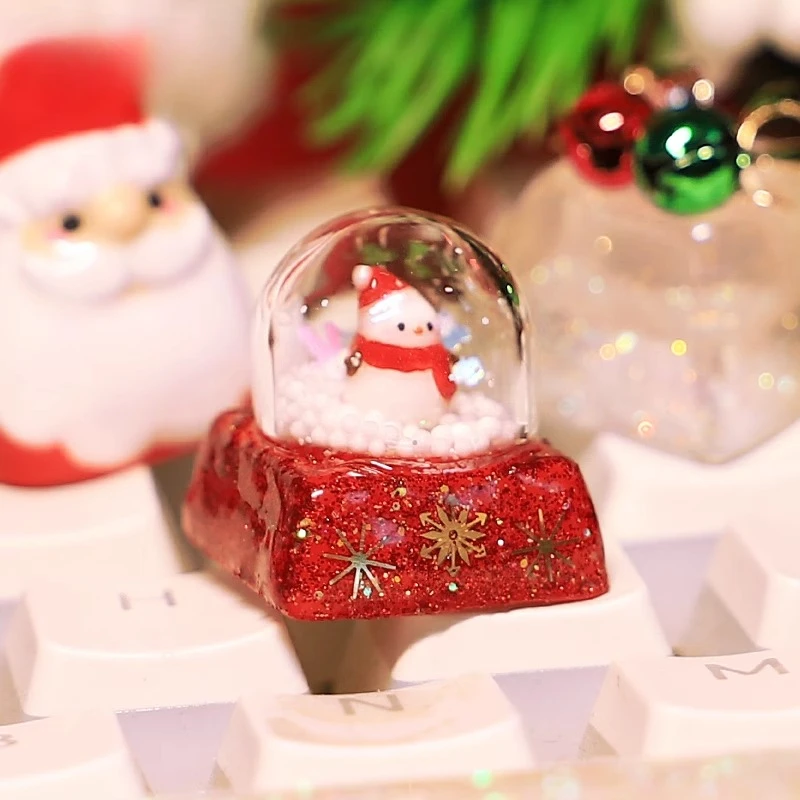 Christmas Theme Keycap Resin Santa Claus Snowman Bell Keycaps Personalized Artisan Keycap for Customized Keyboard Christmas Gift