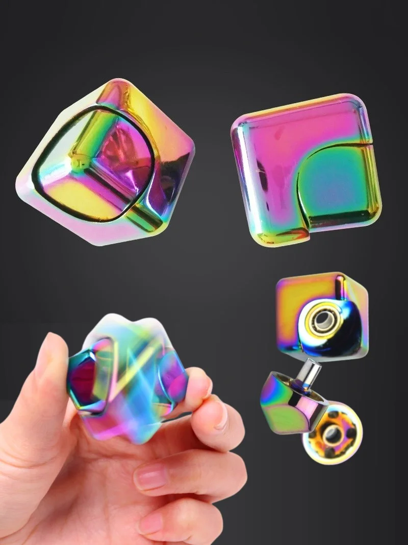 Cube de rotation en métal Fidget Spinner pour adultes et enfants, gyroscope à doigts anti-stress, évent rotatif à la main, carré, jouets EDC, cadeaux de jeu de bureau