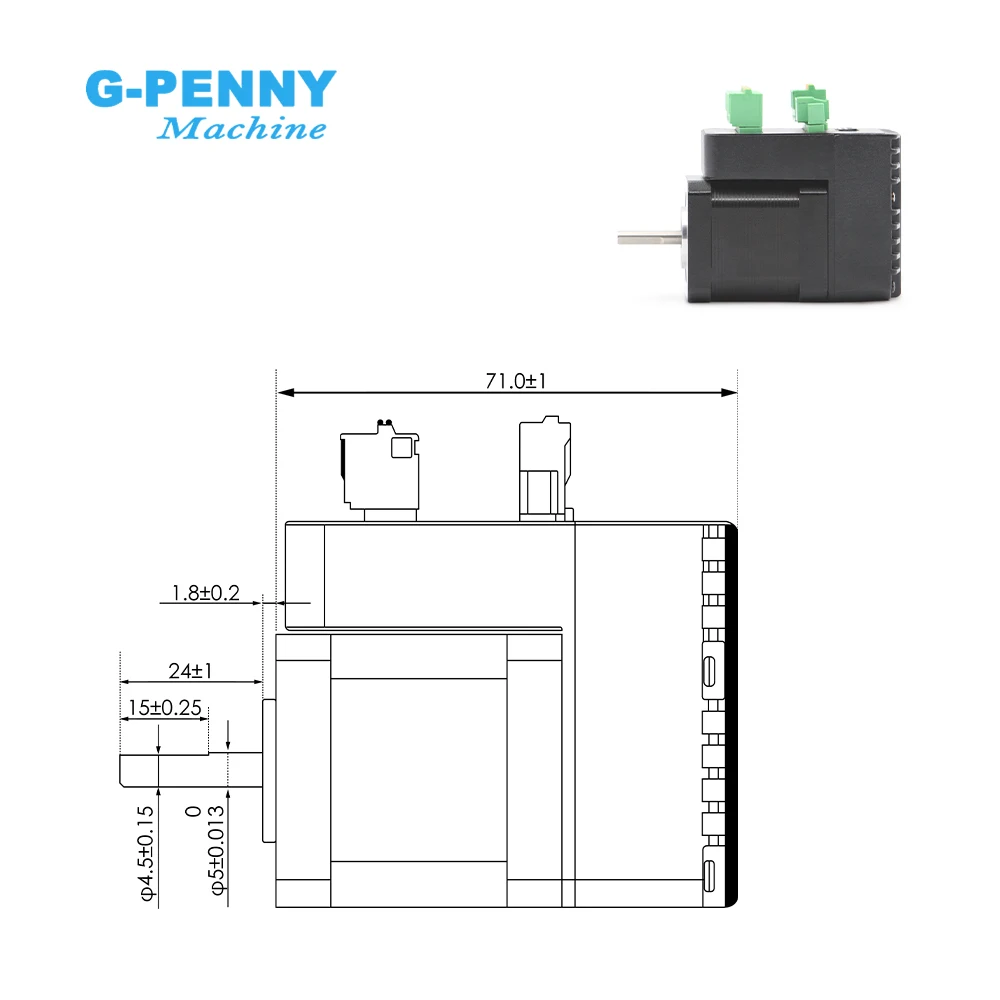 G-PENNY Nema17 Closed loop Integrated Hybrid Stepper Servo Motor with Driver 0.5Nm 1.2A Servo-stepper Motor & drive iHSS42-24-05