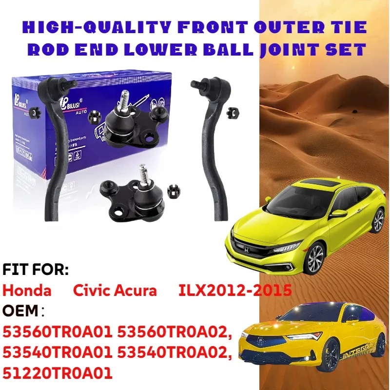 

Front Outer Tie Rod End Lower Ball Joint Kit for Acura ILX Honda Civic - VIN Required for Ordering Part Numbers May Vary