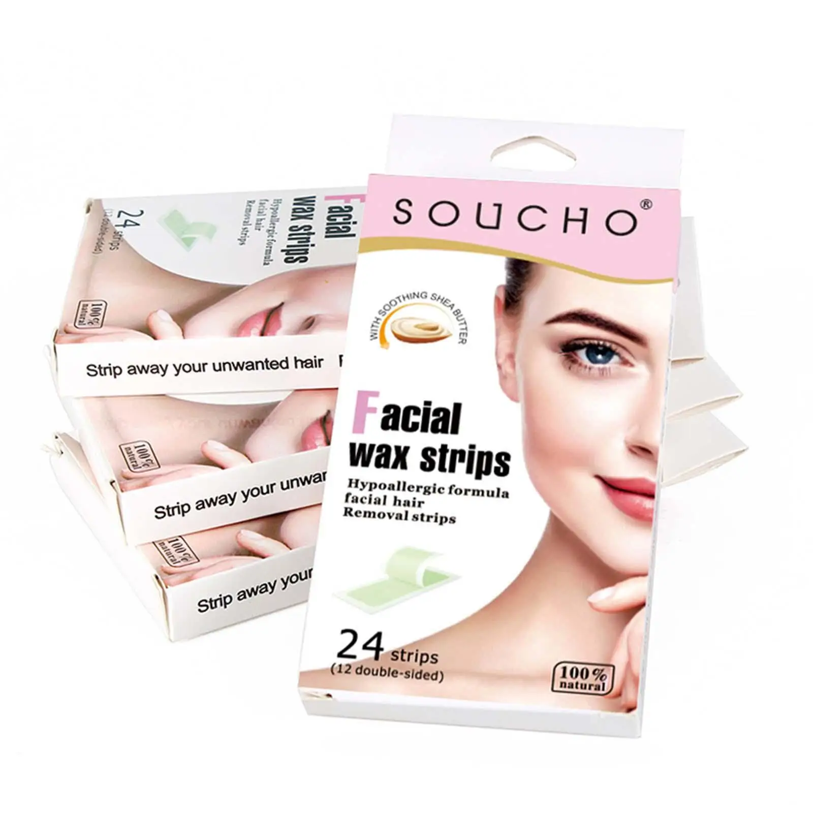 Facial Body Hair Removal Wax Strips 24pcs Cold Non Woven Paper for Women Bikini Lip Eyebrow Arm Leg Kit - view 4