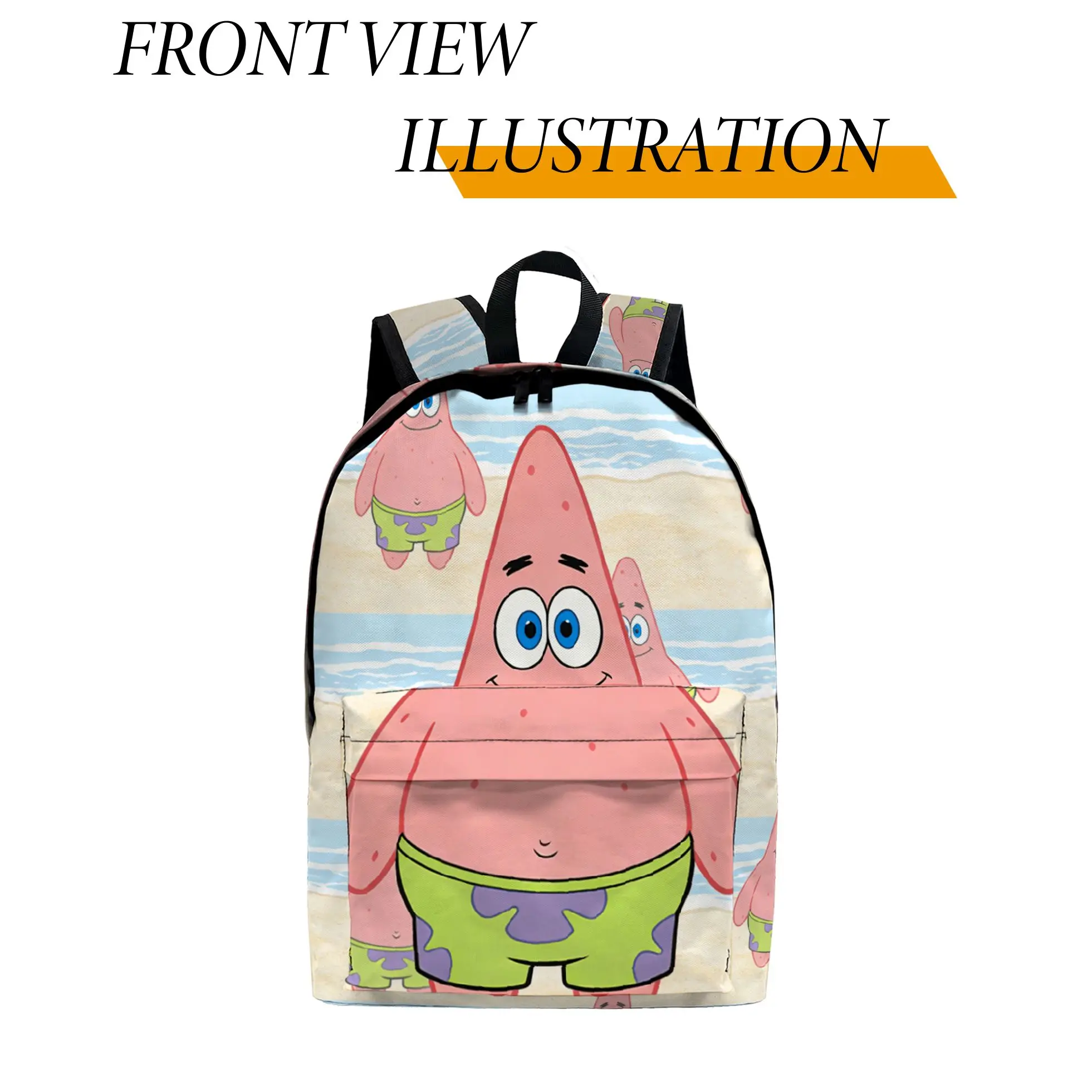 

Рюкзак с изображением Губки Боба и Патрика Стара, 1 шт., модный и простой, унисекс, большой вместимости, высококачественный подарок.