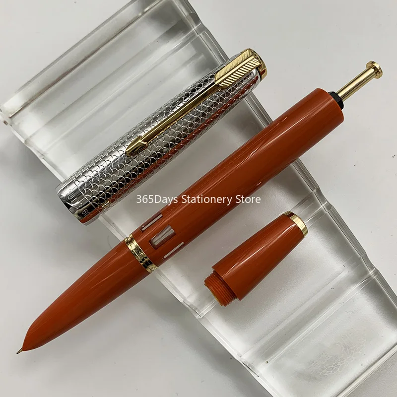 Imagem -03 - Wingsung 601 Gold Clip Piston Caneta-tinteiro 14k Gold Nib S925 Sterling Silver Pen Cap Edição Limitada Presente de Escrever 2024