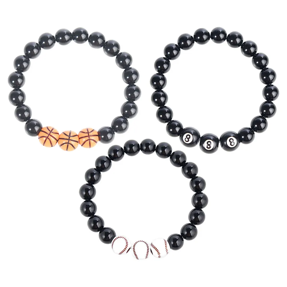 

3Pcs Sports Bracelet Acrylic Durable Lightweight Sports Ball Wristband Valentine's Gift for Sport Lovers Bracelet