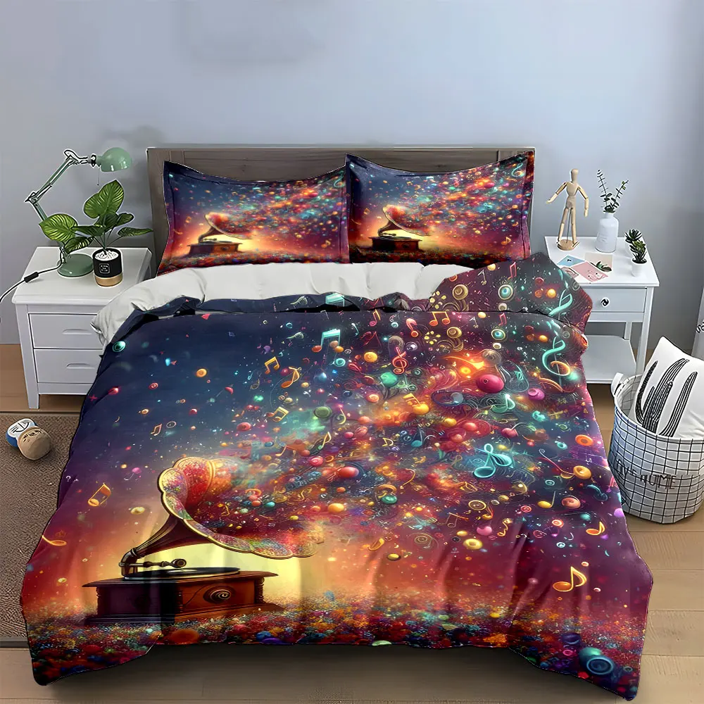 Vintage Musik-Dekor-Set, Bettwäsche-Set mit 1 Bettbezug, 2 Kissenbezügen, Einzelbett, Doppelbett, King-Size-Bett, Queen-Size-Bett, Geschenk