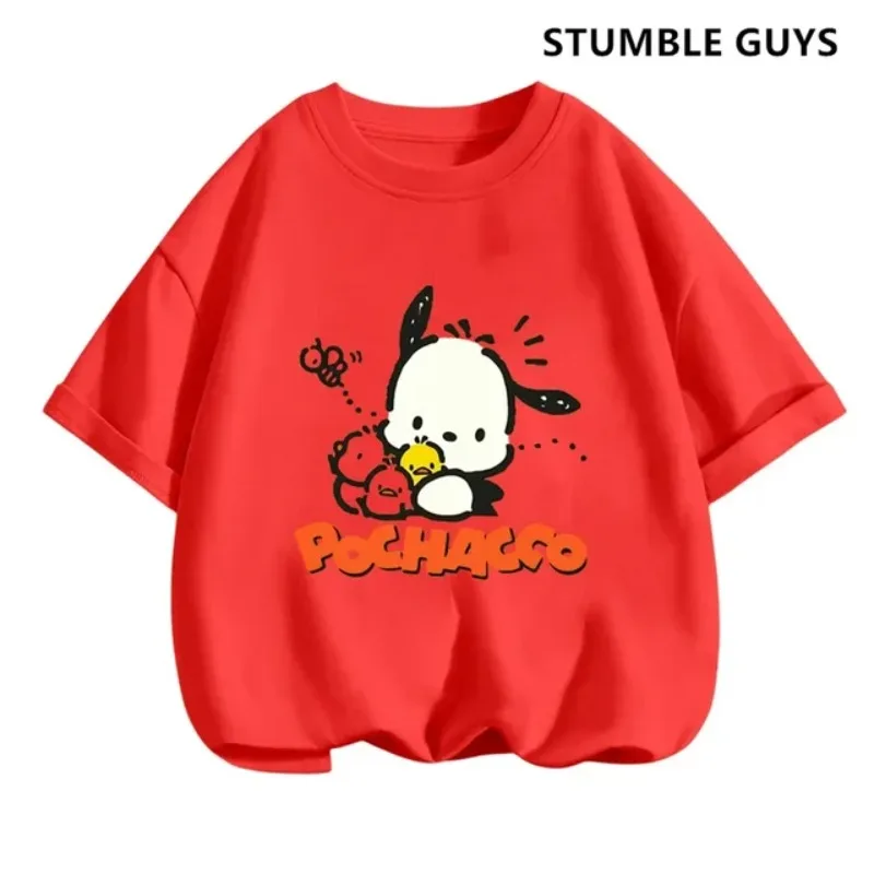 

Pochacco Children's Anime Summer Top Multiple Fashionable Children's Casual Short Sleeve Printed Truck Driver T-shirt Round Neck